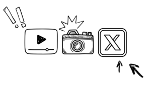 Graphic of youtube, instagram, and x logos to highlight social media addiction.